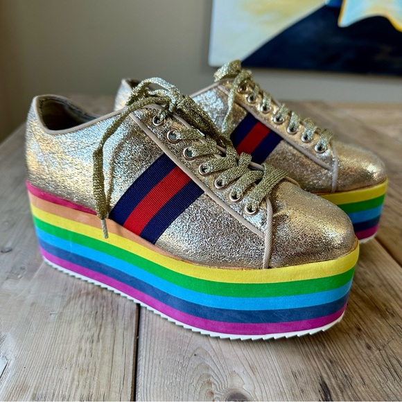 Bamboo Gold Rainbow Platform Shoes Women’s Size 7 - Picture 4 of 14